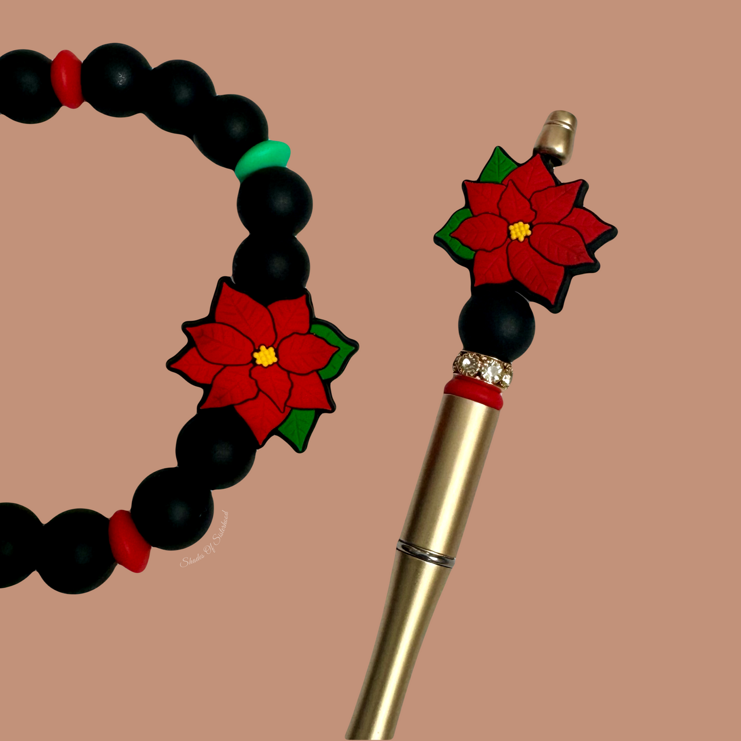 Poinsettia Wristlet/Pen Set