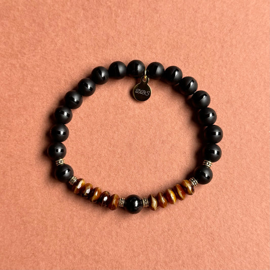 Tiger Eye Tourmaline Gemstone Bracelet