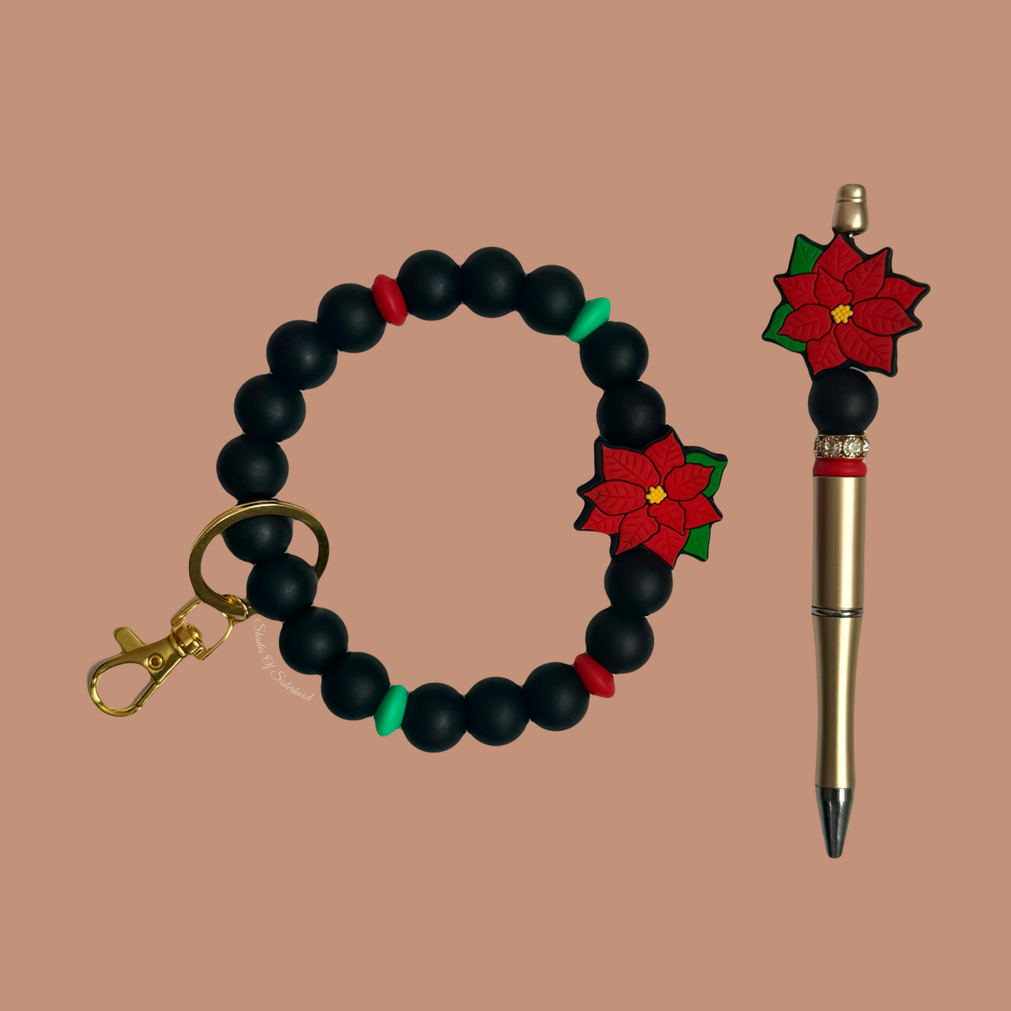 Poinsettia Wristlet/Pen Set