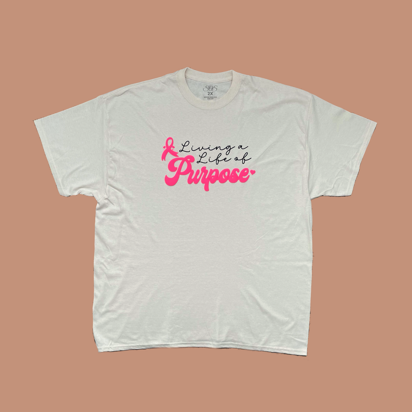 Living A Life Of Purpose Tee (Breast Cancer Awareness)