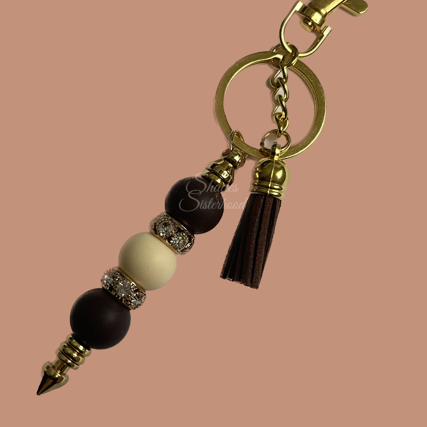 Mocha Latte Beaded Keychain