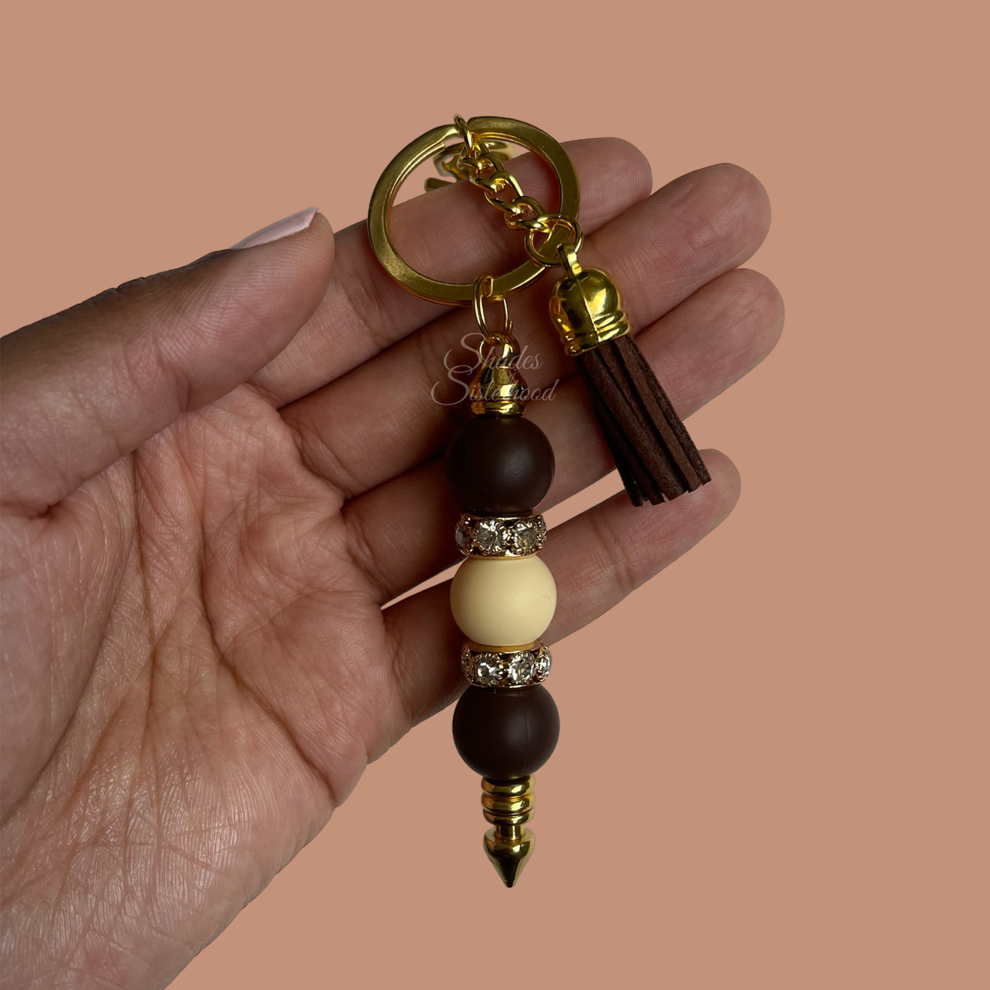 Mocha Latte Beaded Keychain