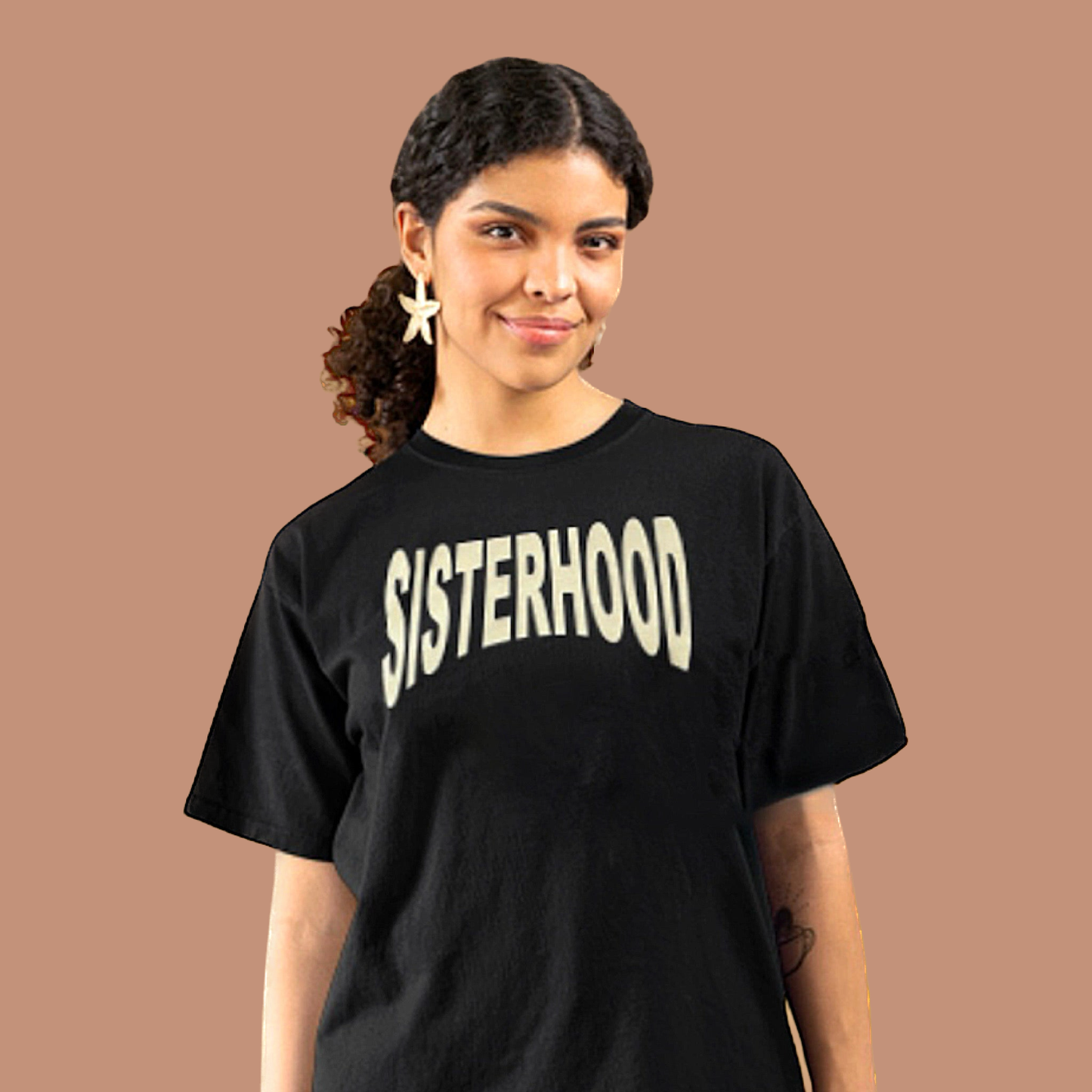 Sisterhood “Curve” Tee (Black/Cream)